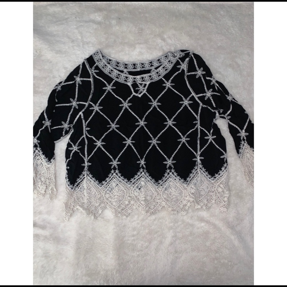 Black and Cream lace top